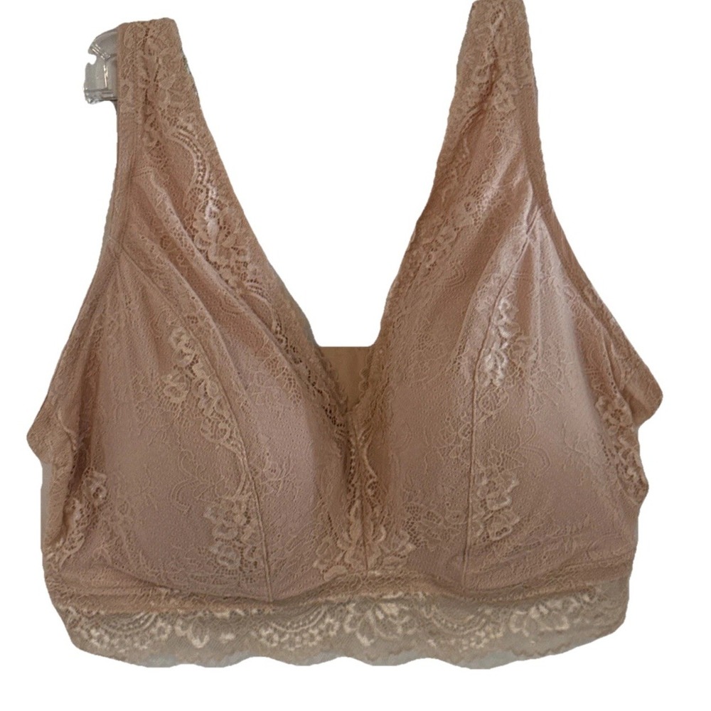 Lot of 5 DreamFit Lace Bralette 3X Suntan Wireless Unlined Comfort Bra NWT